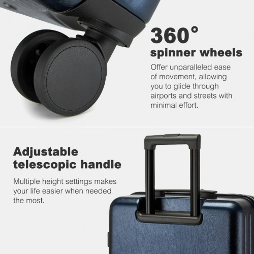 KSK2493 - Kono Durable 24 Inch ABS+PC Hardshell Suitcase with TSA Lock Lightweight Travel Luggage with 360° Spinner Wheels - Navy