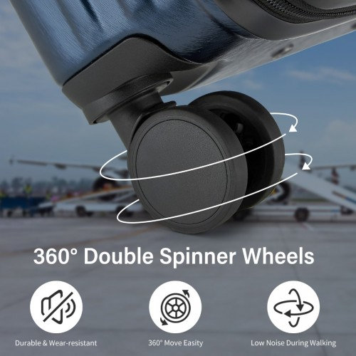 KSK2493 - Kono Durable 24 Inch ABS+PC Hardshell Suitcase with TSA Lock Lightweight Travel Luggage with 360° Spinner Wheels - Navy