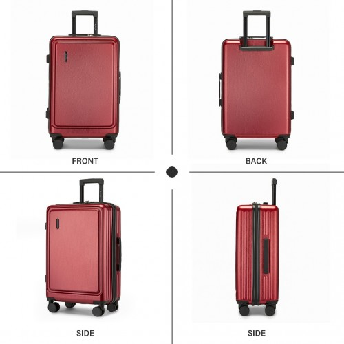 KSK2493 - Kono Durable 24 Inch ABS+PC Hardshell Suitcase with TSA Lock Lightweight Travel Luggage with 360° Spinner Wheels - Burgundy