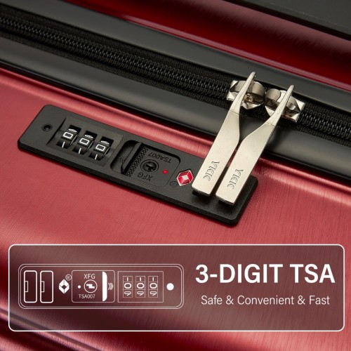 KSK2493 - Kono Durable 24 Inch ABS+PC Hardshell Suitcase with TSA Lock Lightweight Travel Luggage with 360° Spinner Wheels - Burgundy