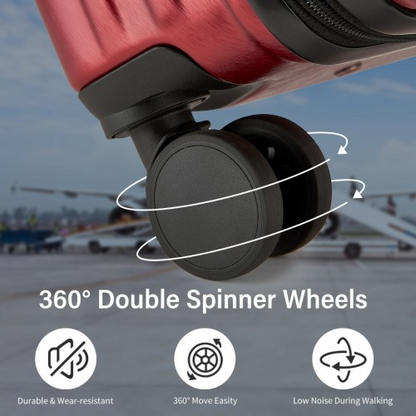 KSK2493 - Kono Durable 24 Inch ABS+PC Hardshell Suitcase with TSA Lock Lightweight Travel Luggage with 360° Spinner Wheels - Burgundy