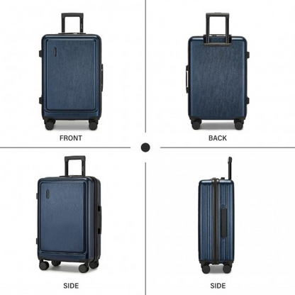 KSK2493 - Kono Durable ABS+PC 20 inch Carry-On Hardshell Suitcase with TSA Lock & Front Laptop Compartment - Navy