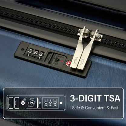 KSK2493 - Kono Durable ABS+PC 20 inch Carry-On Hardshell Suitcase with TSA Lock & Front Laptop Compartment - Navy