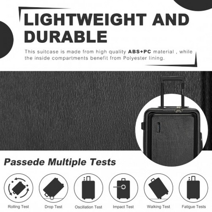 Kono Durable 24 Inch Hardshell Suitcase with TSA Lock & 360° Spinner Wheels - Black
