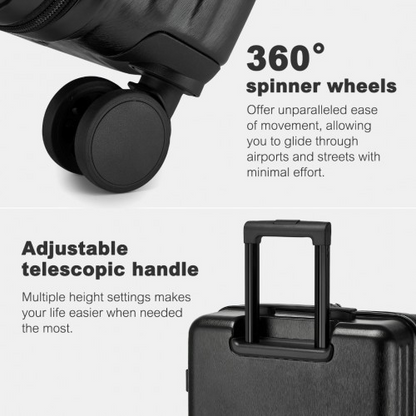 Kono Durable 24 Inch Hardshell Suitcase with TSA Lock & 360° Spinner Wheels - Black