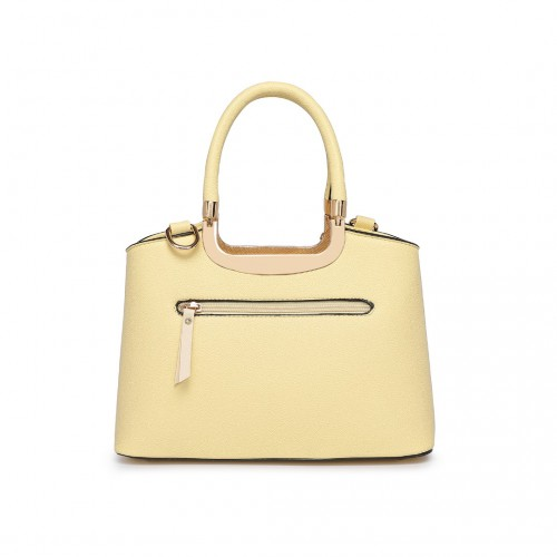 Miss Lulu PU Leather Rose Ornament Handbag - Yellow - Stylish & Elegant Women's Bag