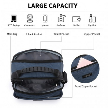 Kono Durable Men's Crossbody Shoulder Bag - Multipurpose Messenger Bag for Travel, Work, and Daily Use - Navy