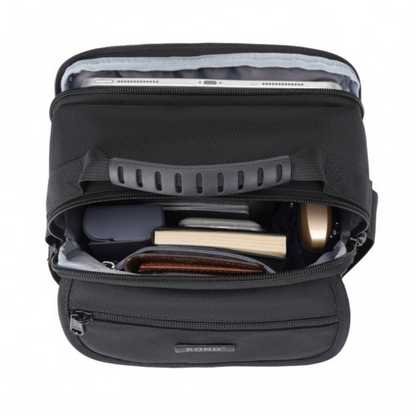 Kono Durable Men's Crossbody Shoulder Bag with Multiple Pockets - Black | Perfect for Travel, Work, and Daily Use