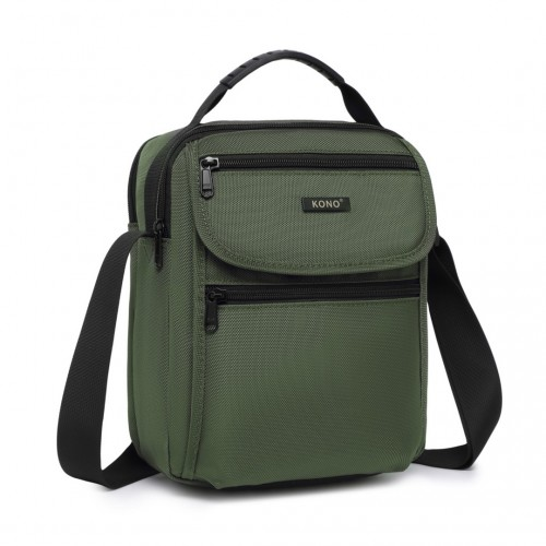 Kono Durable Men's Crossbody Shoulder Bag - Multi-Pocket Messenger Bag for Travel, Work & Daily Use - Green
