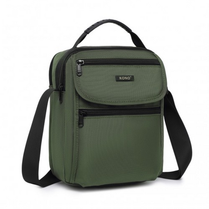 Kono Durable Men's Crossbody Shoulder Bag - Multi-Pocket Messenger Bag for Travel, Work & Daily Use - Green