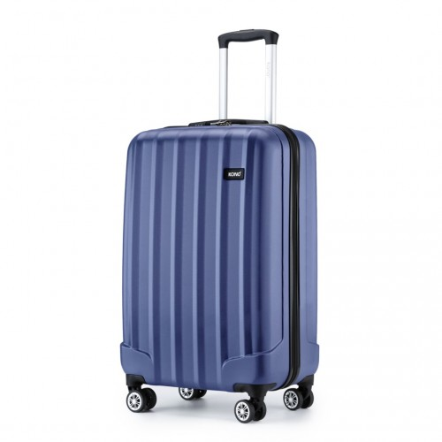 Kono 19 Inch Cabin Size ABS+PC Hard Shell Luggage with Vertical Stripes - Ideal Carry-On - Navy