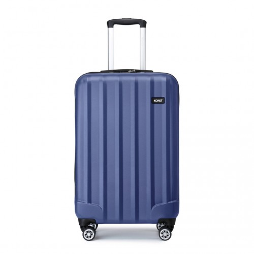 Kono 19 Inch Cabin Size ABS+PC Hard Shell Luggage with Vertical Stripes - Ideal Carry-On - Navy