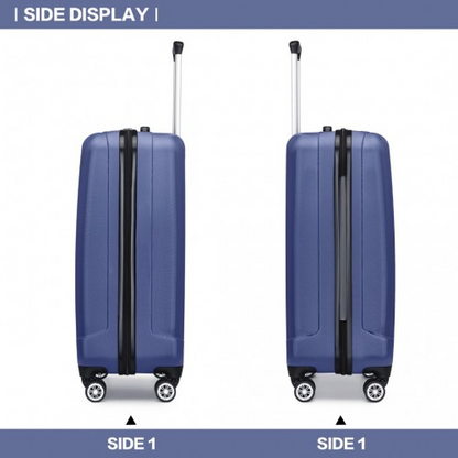 Kono 19 Inch Cabin Size ABS+PC Hard Shell Luggage with Vertical Stripes - Ideal Carry-On - Navy