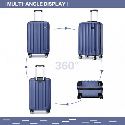 Kono 19 Inch Cabin Size ABS+PC Hard Shell Luggage with Vertical Stripes - Ideal Carry-On - Navy