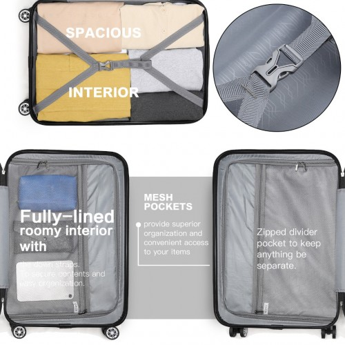 Kono 19 Inch Cabin Size ABS+PC Hard Shell Luggage with Vertical Stripes - Ideal Carry-On - Navy