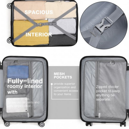 Kono 19 Inch Cabin Size ABS+PC Hard Shell Luggage with Vertical Stripes - Ideal Carry-On - Navy