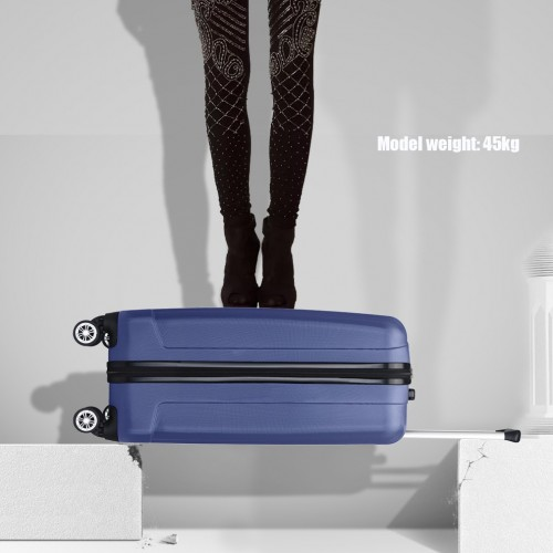 Kono 19 Inch Cabin Size ABS+PC Hard Shell Luggage with Vertical Stripes - Ideal Carry-On - Navy