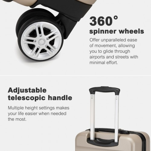 Kono 24 Inch Expandable Engraved Hard Shell Suitcase with TSA Lock - Gold