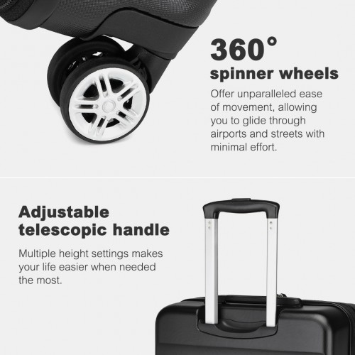 Kono 24 Inch Expandable Hard Shell ABS+PC Check-In Suitcase with TSA Lock - Black