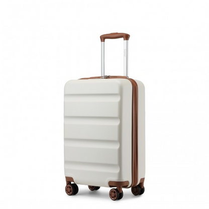 Kono 19 Inch Stylish Cabin Carry-On Suitcase with TSA Lock - Cream | Lightweight & Durable Hard Shell Luggage