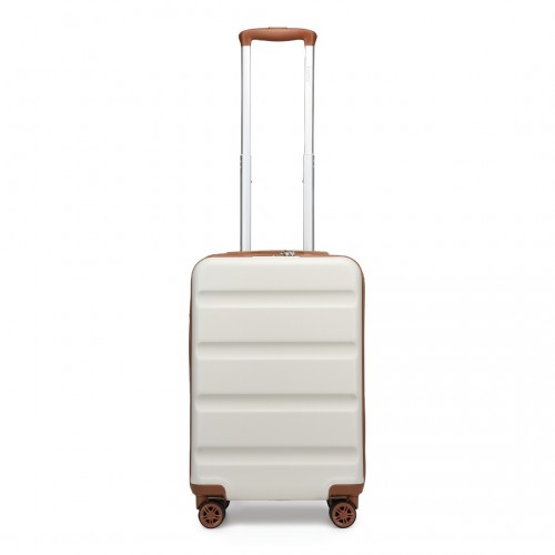 Kono 19 Inch Stylish Cabin Carry-On Suitcase with TSA Lock - Cream | Lightweight & Durable Hard Shell Luggage