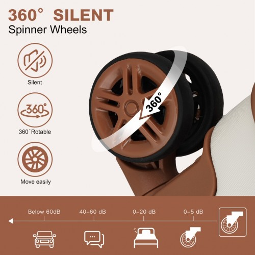 Kono 19 Inch Stylish Cabin Carry-On Suitcase with TSA Lock - Cream | Lightweight & Durable Hard Shell Luggage