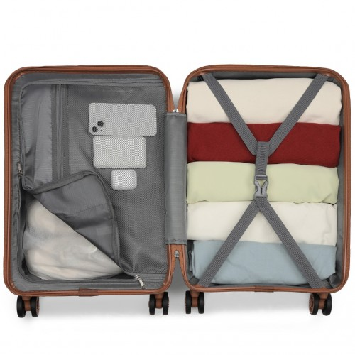 Kono 19 Inch Stylish Cabin Carry-On Suitcase with TSA Lock - Cream | Lightweight & Durable Hard Shell Luggage