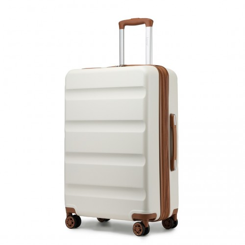 Kono 24 Inch Expandable Hard Shell Check-In Suitcase with TSA Lock - Cream