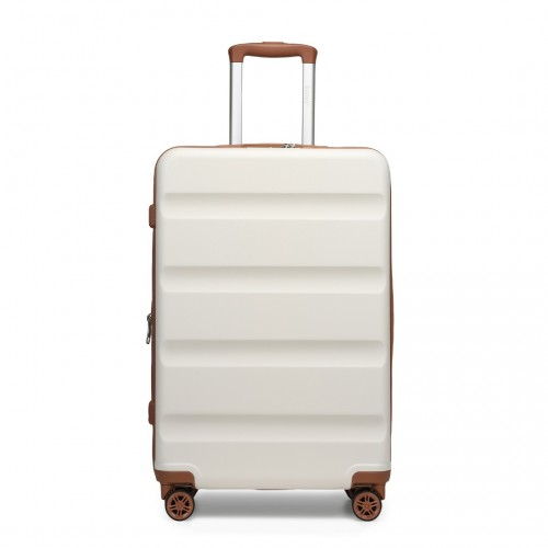 Kono 24 Inch Expandable Hard Shell Check-In Suitcase with TSA Lock - Cream