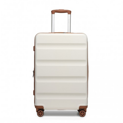 Kono 24 Inch Expandable Hard Shell Check-In Suitcase with TSA Lock - Cream