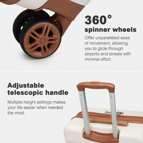 Kono 24 Inch Expandable Hard Shell Check-In Suitcase with TSA Lock - Cream