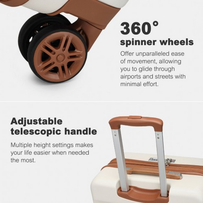 Kono 24 Inch Expandable Hard Shell Check-In Suitcase with TSA Lock - Cream