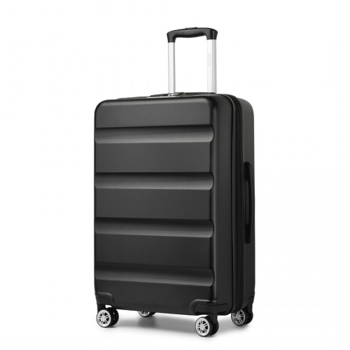 KSK2482 - Kono 3-Piece Horizontal Engraved Hard Shell ABS+PC Suitcase with TSA Lock - Black