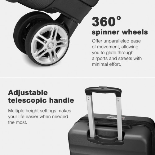 Kono 24 Inch Expandable Hard Shell Check-In Suitcase with TSA Lock - Grey