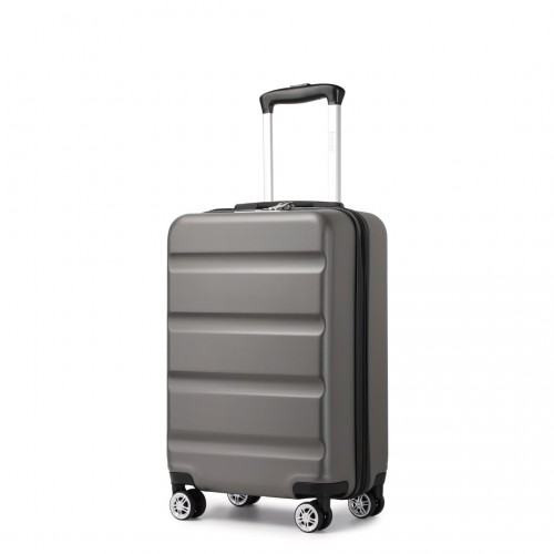 Kono 19 Inch Stylish Horizontal Engraved Hard Shell ABS+PC Cabin Carry-On Suitcase with TSA Lock - Grey