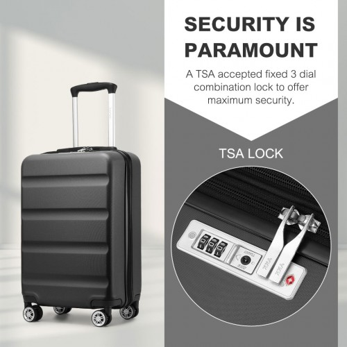 Kono 19 Inch Stylish Horizontal Engraved Hard Shell ABS+PC Cabin Carry-On Suitcase with TSA Lock - Grey