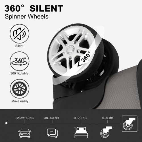 Kono 19 Inch Stylish Horizontal Engraved Hard Shell ABS+PC Cabin Carry-On Suitcase with TSA Lock - Grey