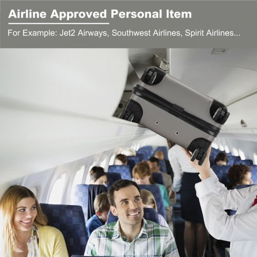 Kono 19 Inch Stylish Horizontal Engraved Hard Shell ABS+PC Cabin Carry-On Suitcase with TSA Lock - Grey