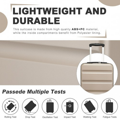 Kono 19 Inch Stylish Horizontal Engraved Hard Shell ABS+PC Cabin Carry-On Suitcase with TSA Lock - Gold