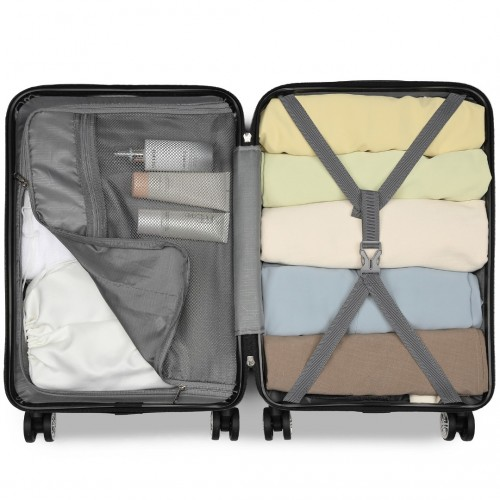 Kono 19 Inch Stylish Horizontal Engraved Hard Shell ABS+PC Cabin Carry-On Suitcase with TSA Lock - Gold