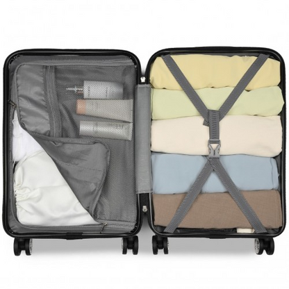 Kono 19 Inch Stylish Horizontal Engraved Hard Shell ABS+PC Cabin Carry-On Suitcase with TSA Lock - Gold