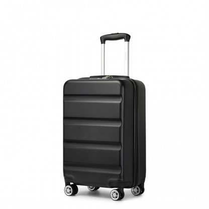 Kono 19 Inch Stylish Horizontal Engraved Hard Shell Cabin Carry-On Suitcase with TSA Lock - Black