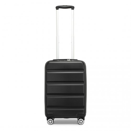 Kono 19 Inch Stylish Horizontal Engraved Hard Shell Cabin Carry-On Suitcase with TSA Lock - Black
