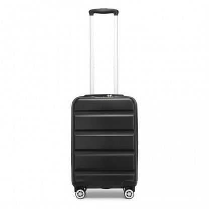 Kono 19 Inch Stylish Horizontal Engraved Hard Shell Cabin Carry-On Suitcase with TSA Lock - Black
