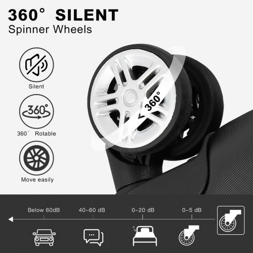 Kono 19 Inch Stylish Horizontal Engraved Hard Shell Cabin Carry-On Suitcase with TSA Lock - Black