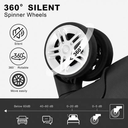 Kono 19 Inch Stylish Horizontal Engraved Hard Shell Cabin Carry-On Suitcase with TSA Lock - Black