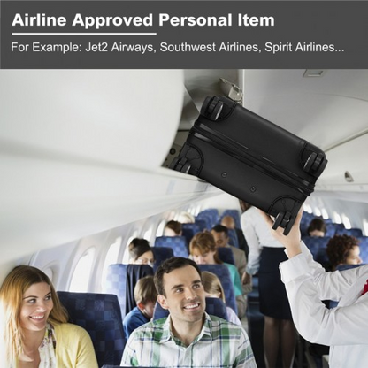 Kono 19 Inch Stylish Horizontal Engraved Hard Shell Cabin Carry-On Suitcase with TSA Lock - Black