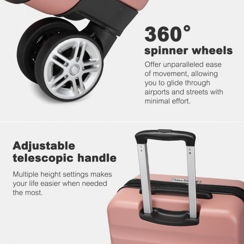 KSK2482 - Kono 3-Piece Horizontal Engraved Hard Shell ABS+PC Suitcase with TSA Lock - Nude