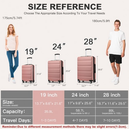 Kono 19 Inch Stylish Hard Shell Cabin Carry-On Suitcase with TSA Lock - Nude