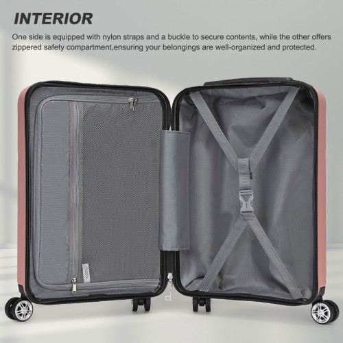 Kono 19 Inch Stylish Hard Shell Cabin Carry-On Suitcase with TSA Lock - Nude